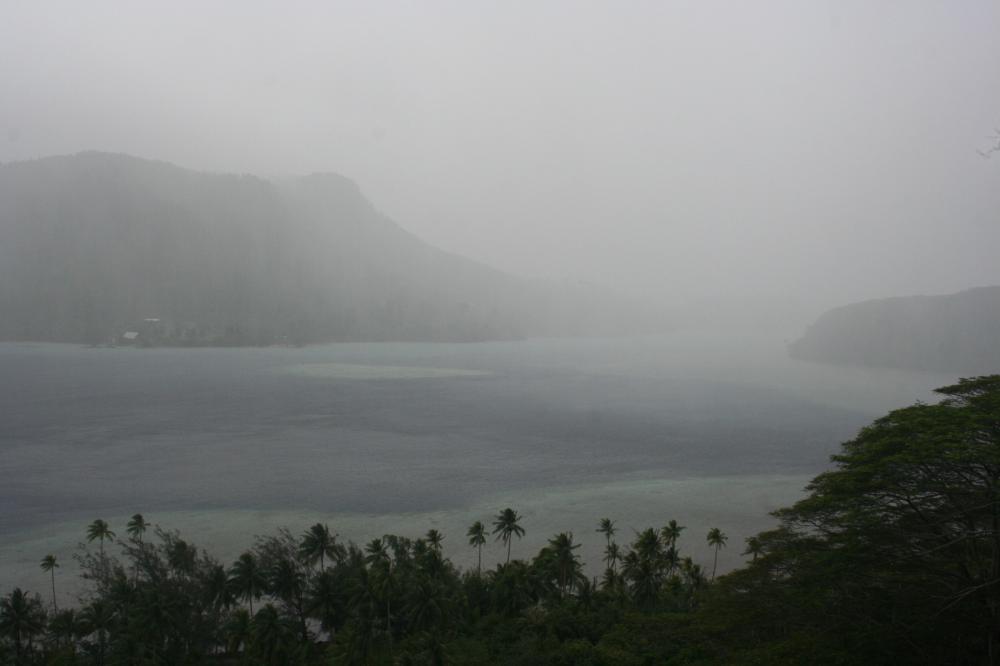 Huahine Rain: Going for a hike and the rain just about to soak us